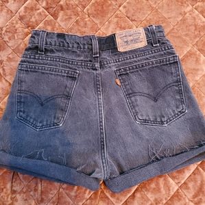 Vintage High Waist Black Denim Levis Shorts